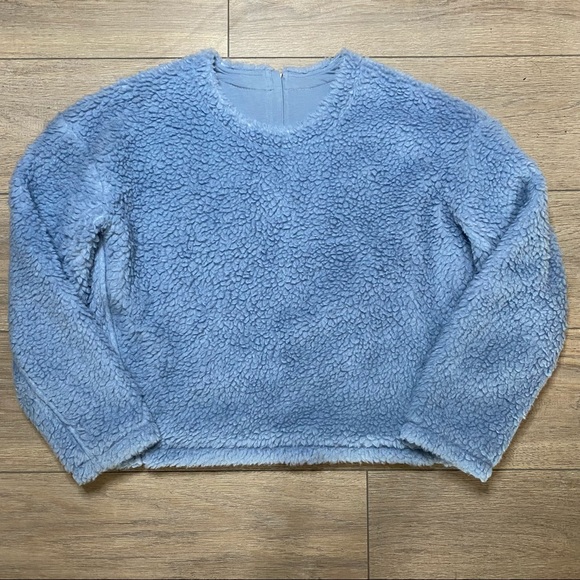 LULULEMON blue chambray Wool Whenever Crew pullover sherpa sweatshirt 10 - Picture 1 of 11